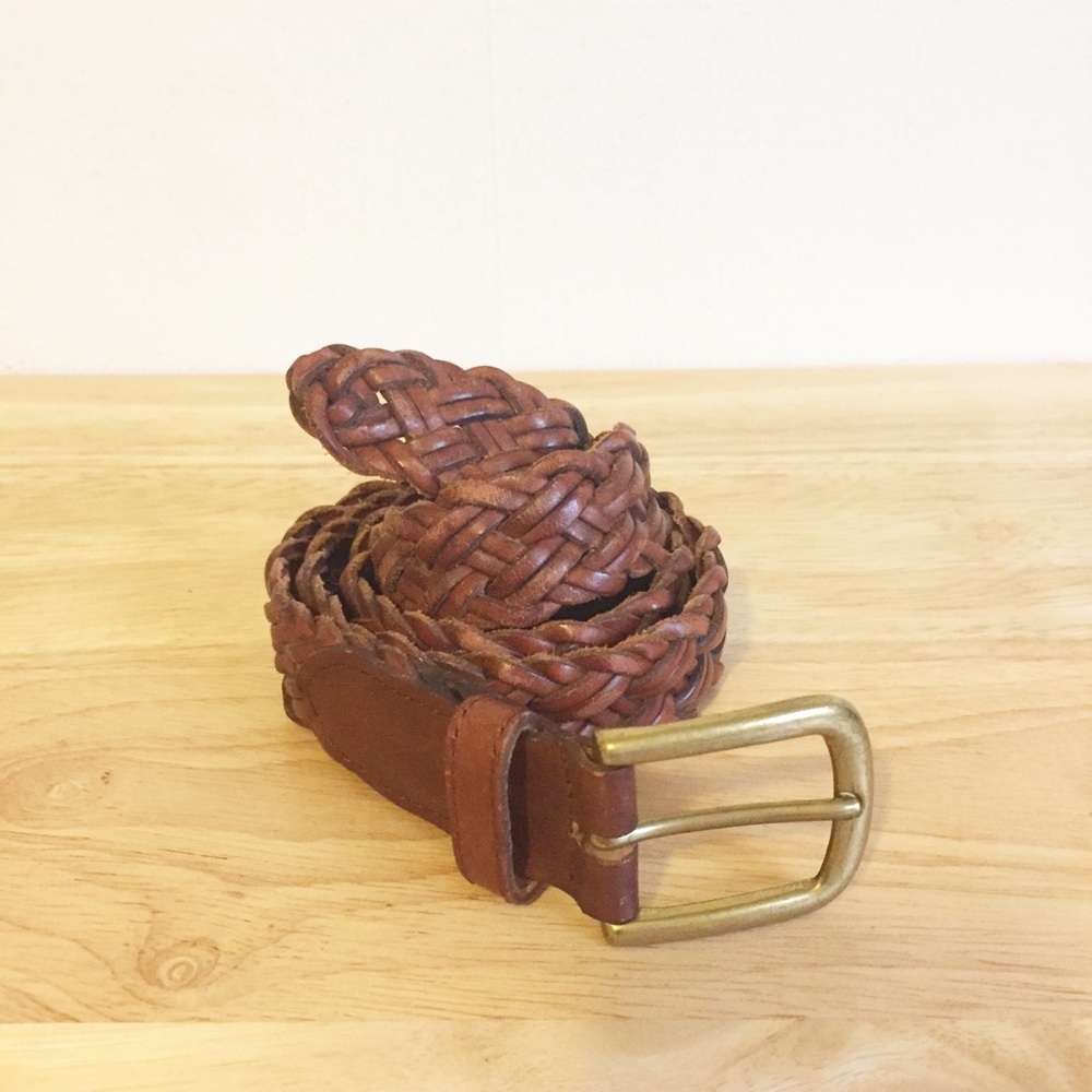 Fossil Genuine Leather Braided Brown Belt L